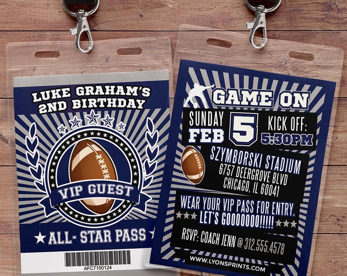 Football ticket Invitation, All Star Birthday, VIP pass, Birthday invitation, boy birthday, sports birthday, football baby shower