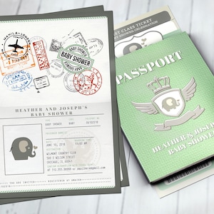PASSPORT und TICKET Babypartyeinladung, Coed Babypartyeinladung - Reisebabypartyeinladung - Paare Babyparty, geschlechtsneutral