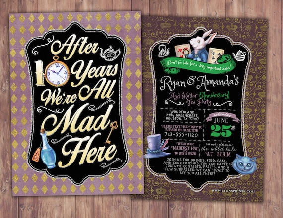 Mad Hatter Tea Party, Alice in Wonderland Invitation / anniversary party Invitation / Printable for Birthday or Wedding / coed Baby Shower Il_570xn