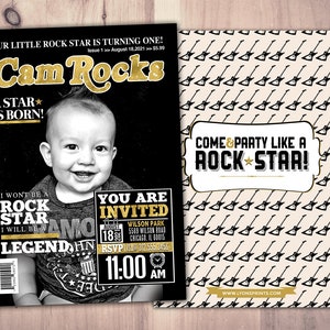 Rock Star magazine theme birthday invitation, rockstar, baby shower, rock star party, rock n roll, pop star, hip hop, guitar