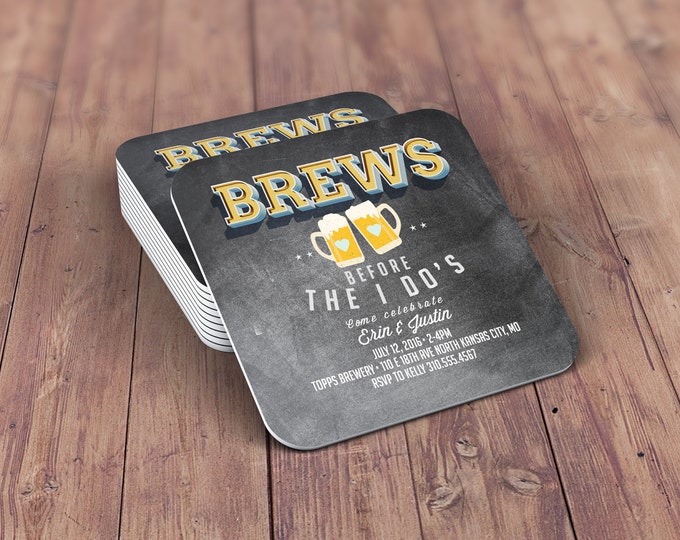 Digital logo file, brews before the I do's , Coed wedding shower invitation- Beer- couples shower  -  BBQ, bridal shower, wedding, coaster