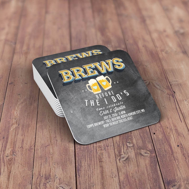 BBQ wedding Coed wedding shower invitation- Beer- couples shower brews before the I do/'s Digital logo file coaster bridal shower