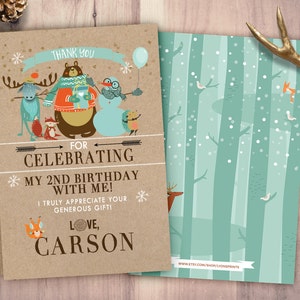 Carte de remerciement Woodland, Invitation d'anniversaire de bûcheron // Invitation Woodland animale // Rustique // Ours, camping / baby shower, anniversaire