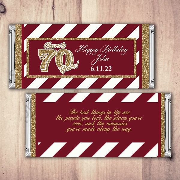 ANY AGE, Birthday, Candy Bar Wrappers - Gold, Silver Cheers, 30th, 40th, 50th, 60th, 70th, 80th Any Age, aged to perfection, printable