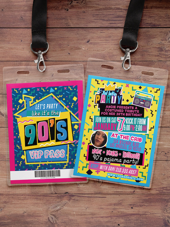 90s party, 80s party,Hip Hop, Swagger, VIP PASS, backstage pass, Vip invitation, birthday invitation, lanyard, birthday, fresh prince Il_570xn