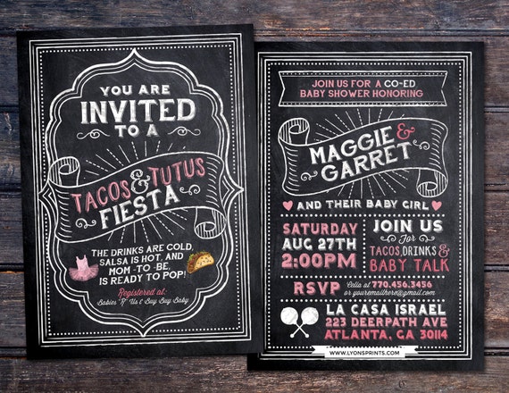 tacos and tutus baby shower invitations