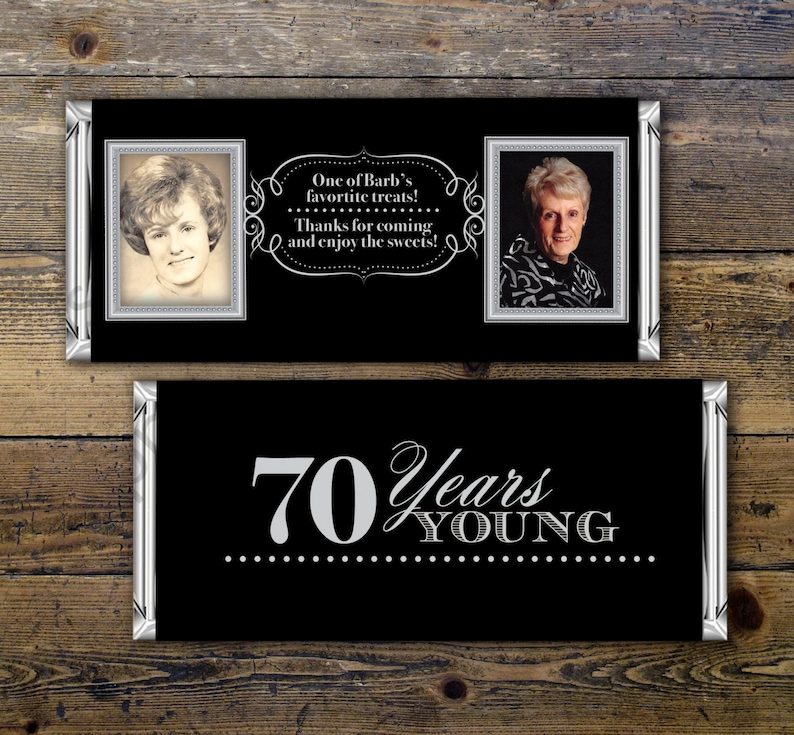 Birthday Candy Bar Wrappers 60th aged to perfection 80th Any Age 50th 70th 40th Silver Adult Milestone Favors 30th Gold vintage