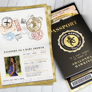 PASSPORT und TICKET Baby-Dusche-Einladung, Geburtstagseinladung, Afrika-Pass, Coming to America, Zamunda, Hochzeit, nur digitale Dateien