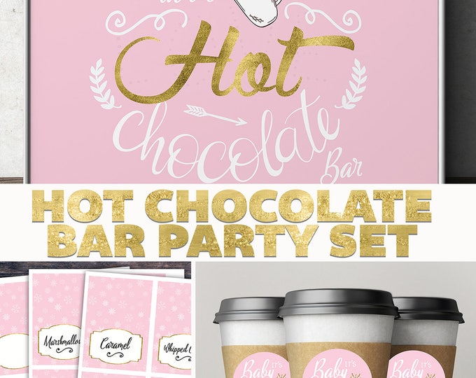 Hot chocolate bar, Baby it's cold outside, Winter baby shower .chalkboard, couple baby shower, snowflake, hot cocoa, Holiday party
