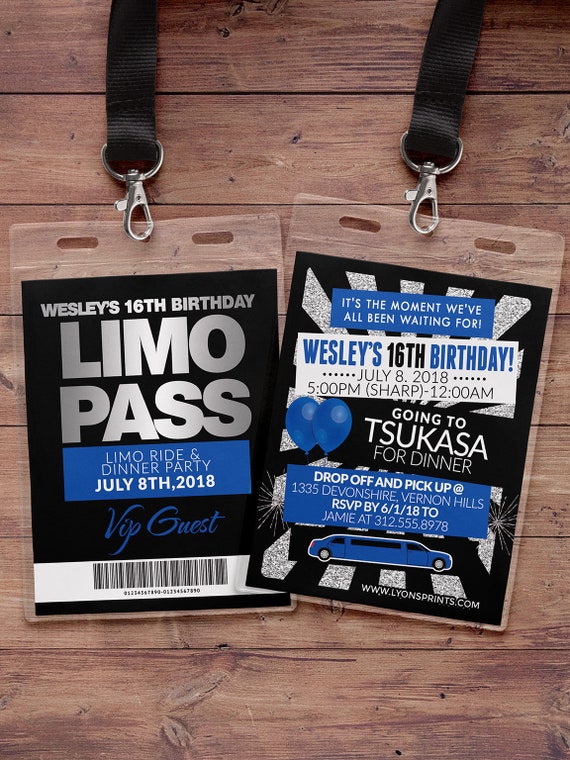 VIP PASS, Limo pass, Birthday party, 21st birthday, backstage pass, birthday invitation, wedding, bachelor, party bus, Digital files Il_570xn
