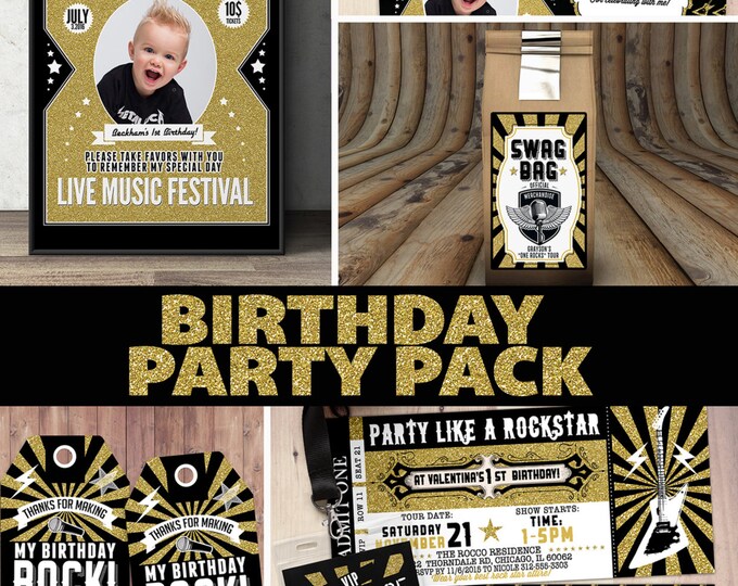 Pop star, Rock Star concert ticket birthday party invitation- Music invitation- printable, rockstar party, pop star,  pop star party