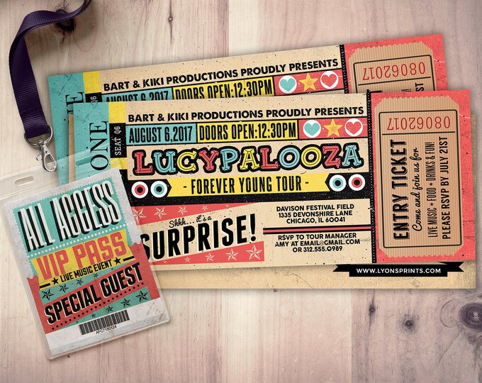 Pop star, Rock Star concert ticket birthday party invitation, Music invitation, printable, rockstar party, pop star, karaoke party