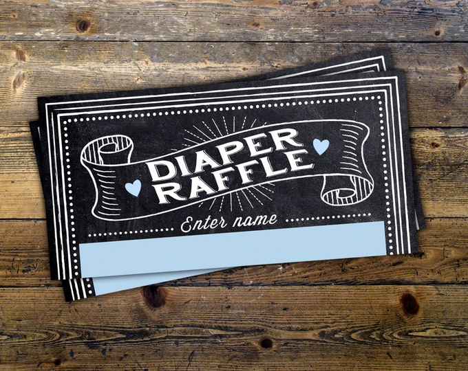 Baby Shower Diaper Raffle Ticket Inserts, Chalkboard- Printable Instant Download, boy shower, girl shower, shower game, party game