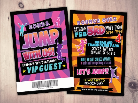 Jump invitation, Bounce house invitation, Trampoline birthday invitation, Pump It Up Party ...