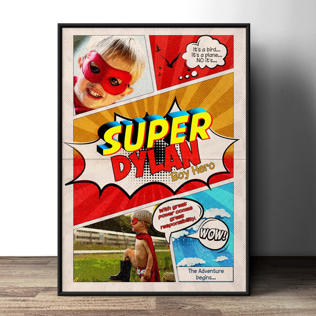 Custom Comic Poster, Party Sign, Super Hero, Comic Birthday, Gift ...