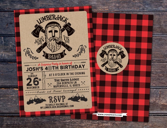 ANY AGE,Lumberjack birthday Invitation // Buffalo Plaid Woodland Invitation // Lumberjack Invite // Rustic // Camping/ Surprise party Il_570xn