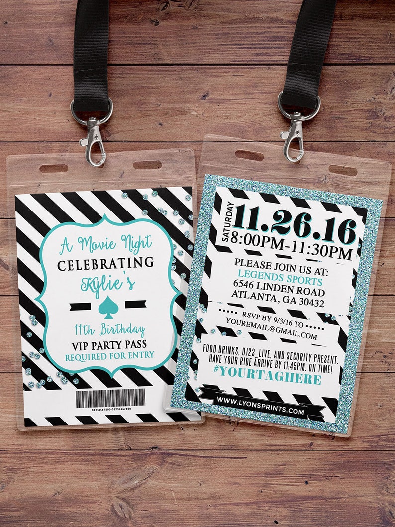baby shower sweet 16 wedding VIP PASS 21st birthday birthday invitation invitation white party Spade party bridal shower