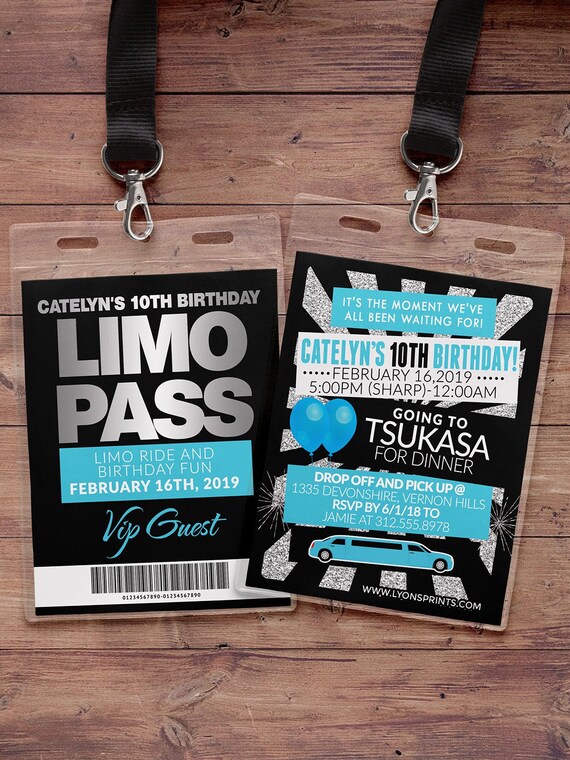 VIP PASS, Limo pass, Birthday party, 21st birthday, backstage pass, birthday invitation, wedding, bachelor, party bus, Digital files Il_570xn