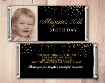 Birthday, Candy Bar Wrappers - Gold, Silver Adult Milestone Favors 30th, 40th, 50th, 60th, 70th, 80th Any Age, printable, aged to perfection