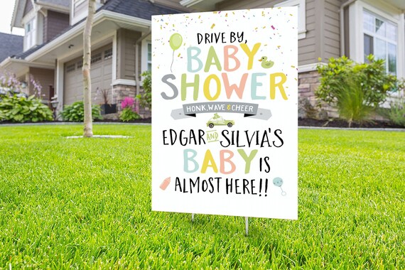 Drive by baby shower, yard sign design, Digital file only, yard sign, social distancing drive-by shower party, car parade, quarantine party Il_570xn