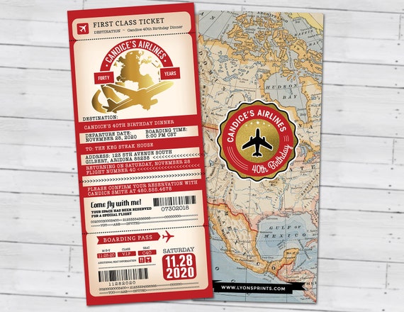 PASSPORT and TICKET birthday invitation, travel birthday party invitation, retirement party, going away party, travel, Digital files only Il_570xn