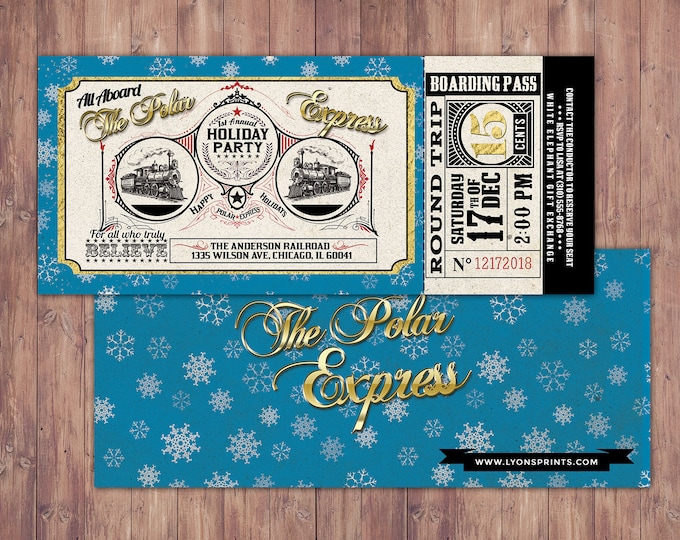 Polar Express HOLIDAY PARTY Invitation, Printable Holiday party Decorations, Polar Express invitation, Winter Wonderland, Christmas