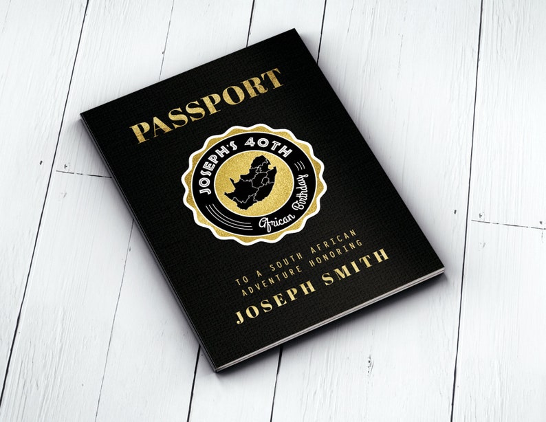 South Africa Passport South African Birthday travel invitation Digital files only PASSPORT and TICKET Birthday invitation