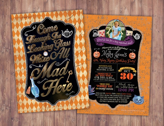 ANY AGE / Mad Hatter Tea Party, Alice in Wonderland Invitation / Birthday Invitation /through the looking glass / Shower Il_570xn
