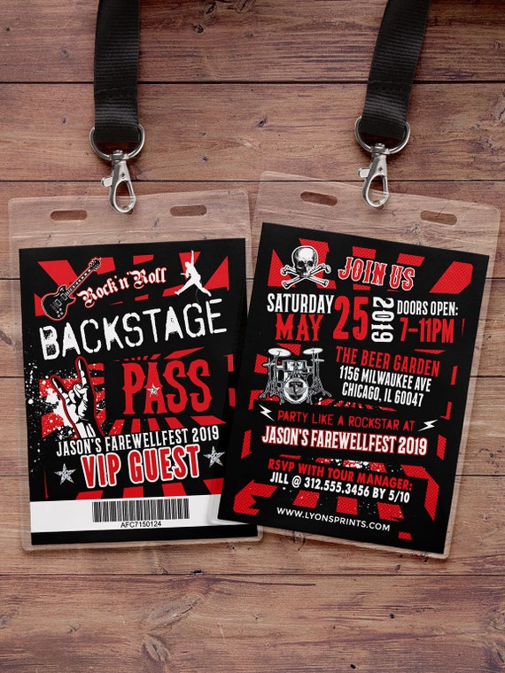 Retirement Party Invite, ticket invitation, Rockstar, save the date, farewell party, goodbye party, VIP pass Il_570xn
