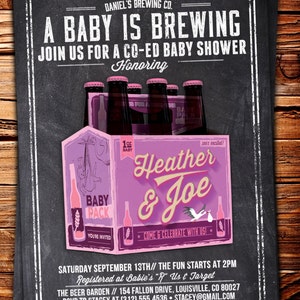 Coed baby shower invitation Beer baby shower invitation couples baby shower girl baby shower boy baby shower, baby is brewing,BBQ image 4