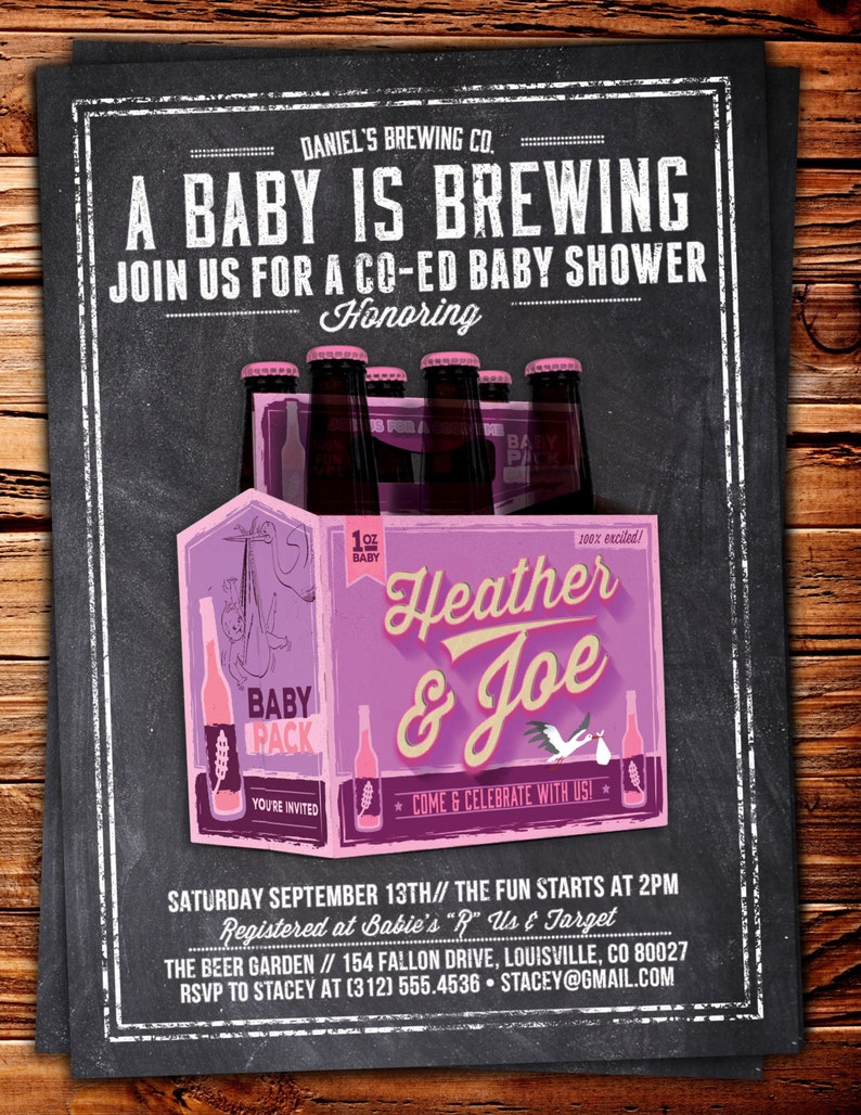 Coed baby shower invitation Beer baby shower invitation couples baby shower girl baby shower boy baby shower, baby is brewing,BBQ image 4