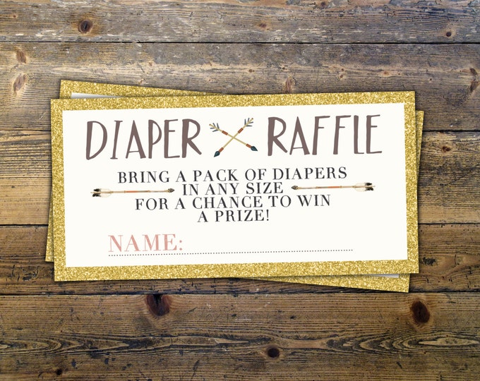 POW WOW Baby Shower, diaper raffle ticket, Teepee Baby shower, boho baby shower, BOHO insert, Tribal, shower game, diaper insert