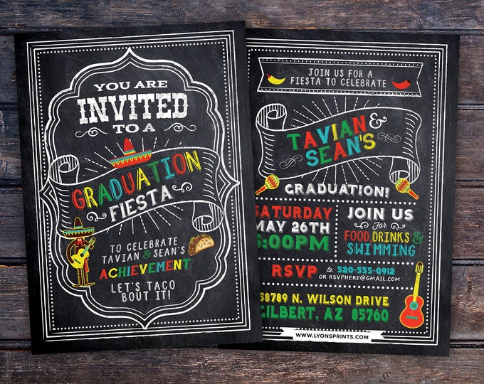 Graduation Party Invitation, Fiesta, Mexican, invite, party, class of 2018, grad, graduate, graduation invitation, tacos, 2019, grad