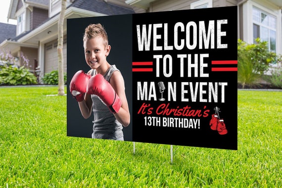Boxing birthday yard sign design, Digital file only, yard sign, social distancing drive-by birthday party, quarantine party, sports sign Il_570xn