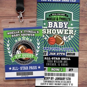 Football ticket Invitation // All Star Birthday // VIP pass,, sports birthday, ticket invite, Bar Mitzvah, football image 7