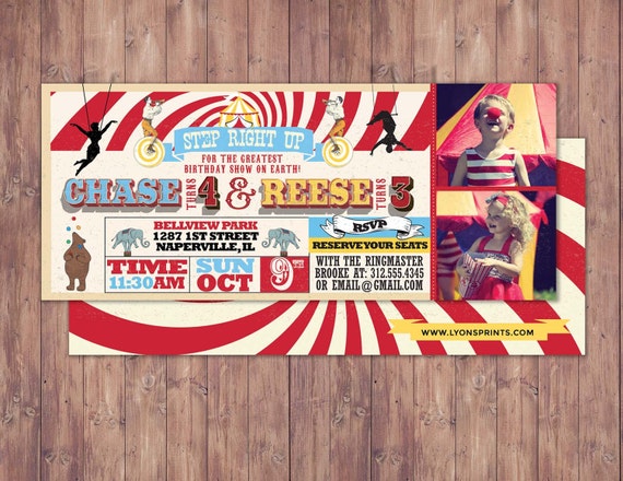 birthday circus ticket carnival ticket invitation vintage circus carnival ticket birthday invitations