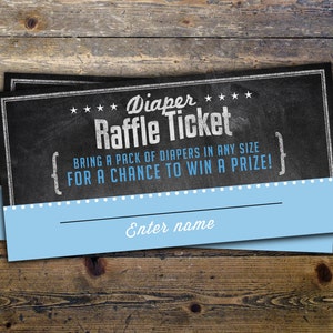 Baby Shower Diaper Raffle Ticket Inserts, Chalkboard- Printable Instant Download, boy shower, girl shower, shower game, party game