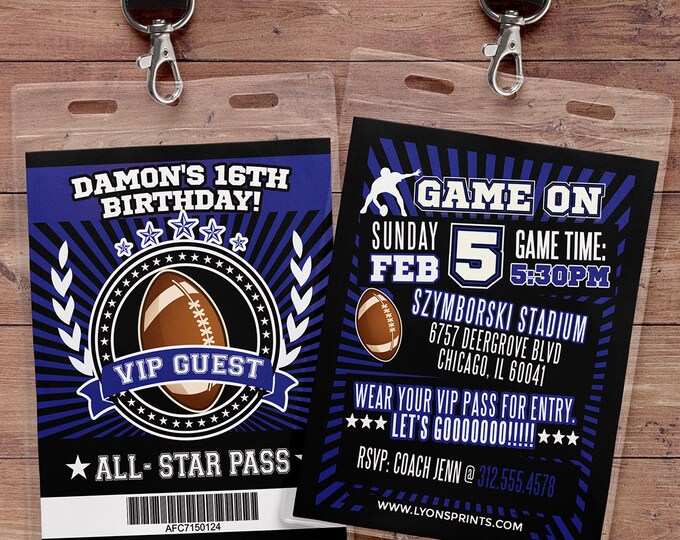 Football ticket Invitation // All Star Birthday //  VIP pass, BIRTHDAY invitation, boy birthday, sports birthday, football baby shower