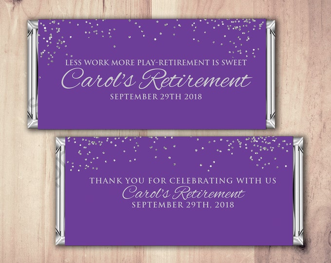 Retirement Candy Bar Wrapper, Printable Digital File,Candy Bar, gold glitter, retirement party, party favor, gift, thank you, elegant