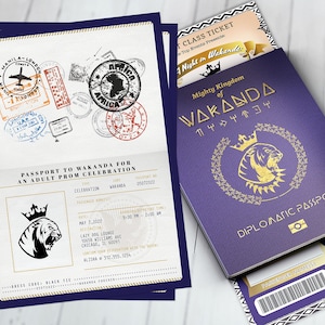 Passport and ticket, Prom invitation, Birthday invitation, Wakanda, Africa Passport, African Birthday, Panther, Digital files only
