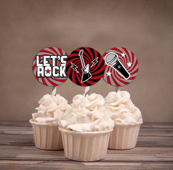 Cupcake toppers "ROCKSTAR" birthday party, party decorations, party supplies, rockstar, rockstar theme, Rockstar Baby shower, printable Il_570xn
