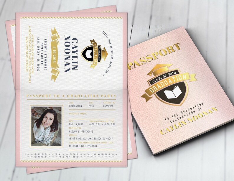 Graduation Party Invitation, Bon Voyage, travel, passport, destination, invite, party, oh the places you will go, prom, Digital files only image 8