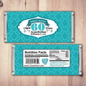 Birthday Candy Bar Wrappers Gold, Silver Adult Milestone Favors 30th, 40th, 50th, 60th, 70th, 80th Any Age, vintage, party favor, gift image 5