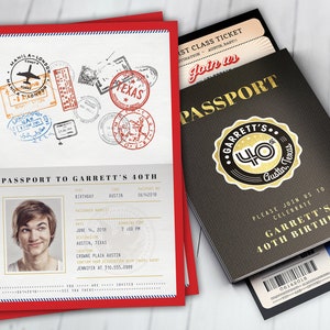 PASSPORT und TICKET Geburtstagseinladung, Reise-Geburtstags-Party-Einladung, Austin, Texas, Lone Star, nur digitale Dateien, Texas-Thema