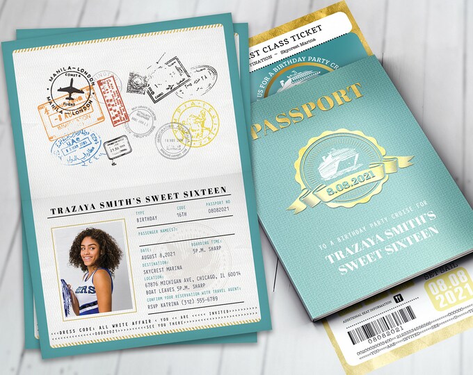 Rock the boat, Cruise dinner party, Birthday invitation , white party, passport, dinner cruise, invite, nautical, Digital files only