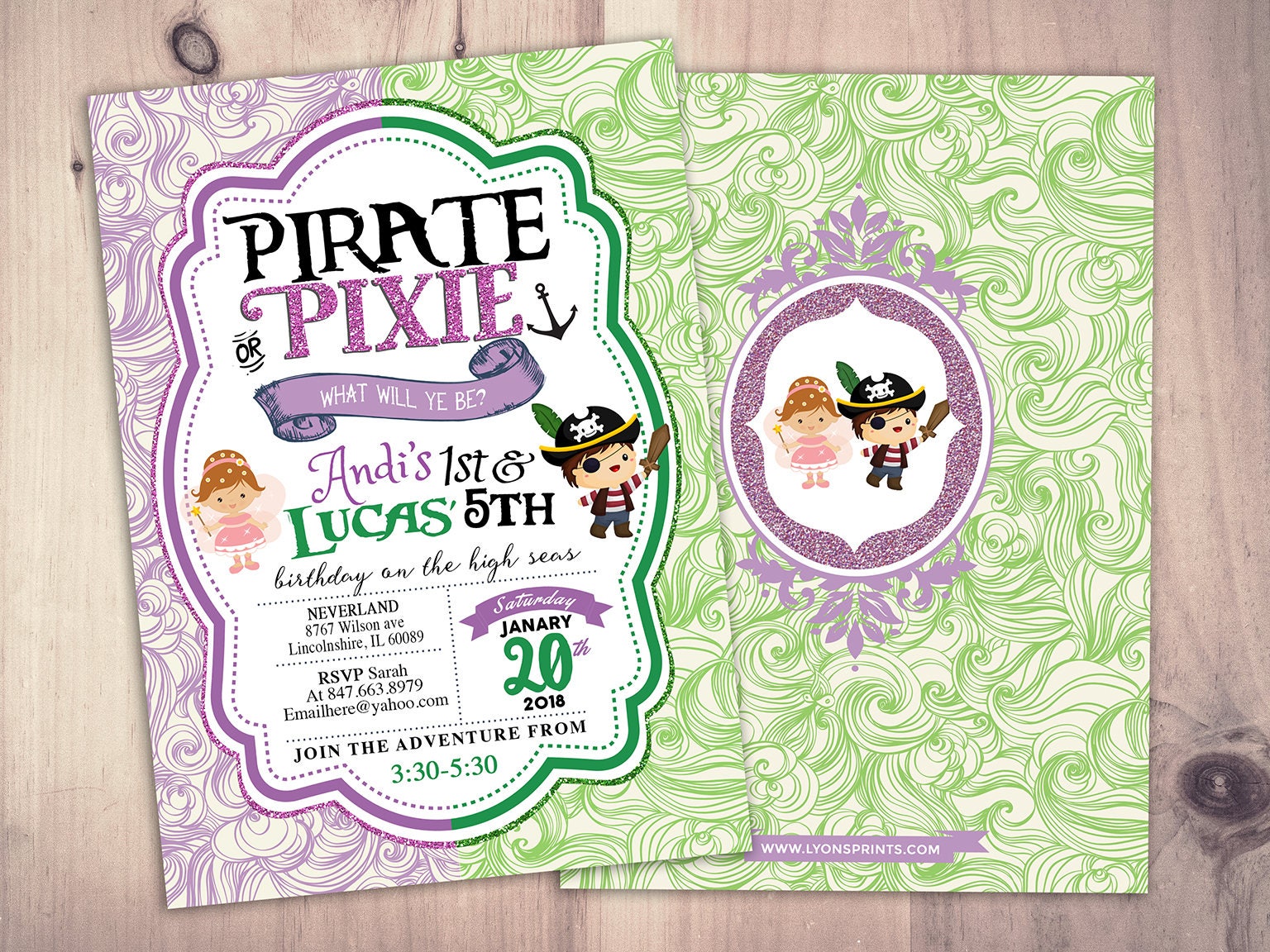 Pirates Princess Pixie Party Invitations Pirate Princess Pixie