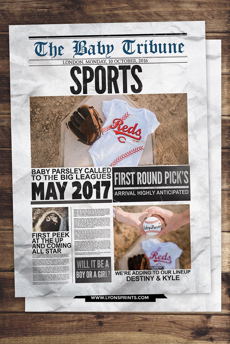NEWSPAPER Pregnancy Announcement Birth Announcement Baby Etsy