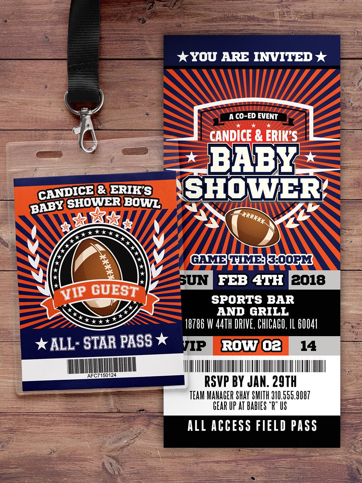 Football Ticket Invitation Baby Shower All Star Birthday