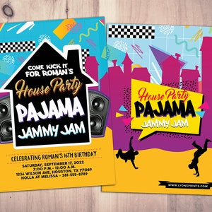90&#39;s House Party Invitation, 80s party invite, House Party Invitation, Pajama jammy jam, 90&#39;s Party, Hip Hop Party, throwback party