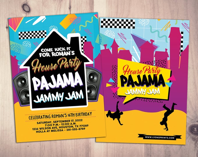 90's House Party Invitation, 80s party invite, House Party Invitation, Pajama jammy jam, 90's Party, Hip Hop Party, throwback party